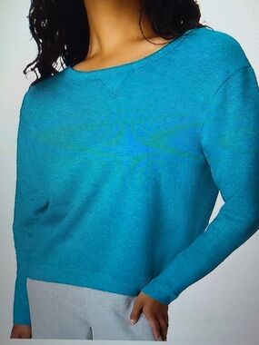 Hanes Women's Teal Pullover Crewneck  Sweatshirt